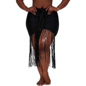 Black Fringe Cover Up Skirt Fashion Nova